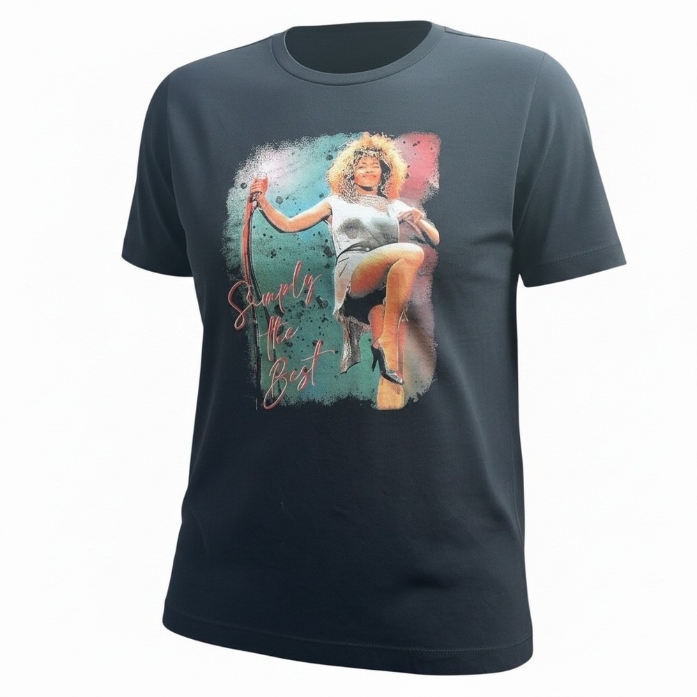 Tina Turner Simply The Best Graphic T-Shirt Charcoal Grey Black EUC Small Unisex